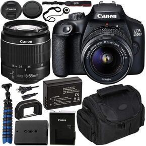 Canon EOS 4000D DSLR كاميرا مع حزمة EF-S 18-55mm f/3.5-5.6 III Beginner-تشمل: بطارية بديلة LPE10 الممتدة ، ترايبود مرن وأكثر (متجددة)