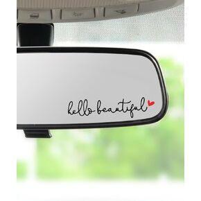 RACOONA Mirror Decals,Rearview Mirror Decal,Hello Beautiful Mirror Decal,Car Accessories Mirror Stickers Car Window Decal,Rearview Mirror Sticker,Self Affirmations Decal,Car Decoration (Pink) in Kuwait