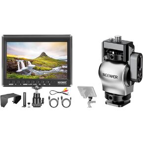 Neewer F100 7inch Camera Field Monitor HD Video Assist IPS 1280x800 HDMI Input 1080p with Sunshade and Ball Head for DSLR Cameras, Color Blocking Monitor Mount with Cold Shoe Included