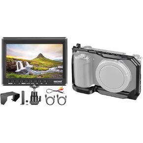 Neewer F100 7inch Camera Field Monitor HD Video Assist IPS 1280x800 HDMI Input 1080p with Sunshade and Ball Head for DSLR Cameras, ZV-E10 Camera Cage Compatible with Sony ZV-E10 Included