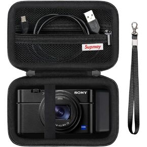 Hard Travel Case for Sony RX100 VII/ RX100 VI/ RX100 V/ RX100 IV/ RX100 III 20.1 MP Premium Compact Camera, Protective Case Bag with Zipper Mesh Pocket for Battery Pack, Micro USB cable, Black