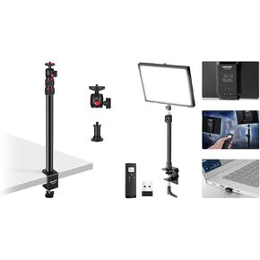 NEEWER GL25B 12.9" Streaming Key Light with C Clamp Stand, 2.4G RT100 & PC/Mac APP Control 25W 2300Lux/0.5m 2900K–7000K CRI98+ Dimmable Video Light with TL283 Camera Desk Mount & USB Transmitter