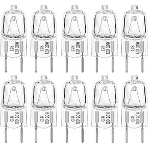 G8 Light Bulbs 50W 120V Halogen Light Bulb G8 Base Bi-Pin 50W T4 JCD Warm White Under Cabinet Puck Lighting Replacements,10Pack