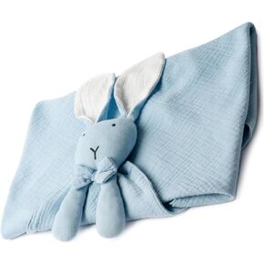 Baby Security Blanket with Stuffed Bunny Animal for Boys Girls Newborn - 24 x 24 inches - Loveys for Babies Infant Essentials (Blue Bunny)