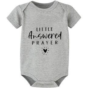 Little Answered Prayer Pregnancy Announcement Baby Romper Short Sleeve Newborn Outfit Baby Clothes