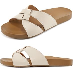 Arch Support Sandals for Women: Black 8 Comfortable Dressy Summer Slides - Ladies Walking Beach Shoes Indoor Outdoor