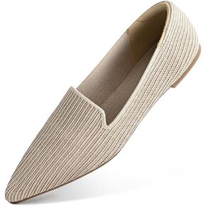 Pointed Toe Flats for Women Knit Ballet Flats Dress Shoes Comfortable Slip on Women Flats for Dressy Casual Office Work Foldable Soft Shoes Walking Flats