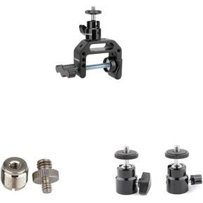 CAMVATE C Clamp Articulated 1/4"-20 Ball Head + 1/4"-20 & 3/8"-16 and 5/8-27 + 1/4"-20 Mini Ball Head