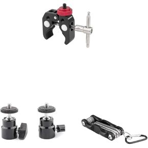 CAMVATE Super Clamp with 1/4"-20 Screw + 1/4"-20 Mini Ball Head + Folding Screwdriver Tool Kit