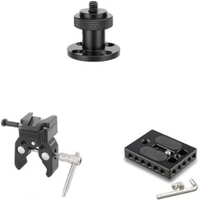 CAMVATE 1/4"-20 Male Screw Mount + Super Crab Clamp Universal V-Lock Mount + Camera Baseplate
