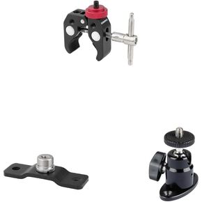 CAMVATE Super Clamp with 1/4"-20 Screw + 5/8'' Male to 1/4'' Female + 1/4"-20 Mini Ball Head