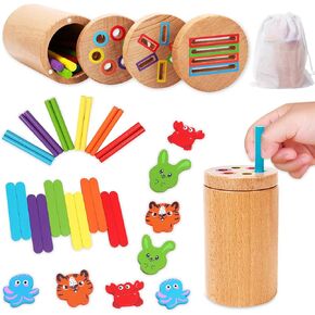 ألعاب Montessori ، 3 في 1 و 37pcs ألعاب فرز اللون الخشبية للطفل في مرحلة ما قبل المدرسة أنشطة تعليمية تعليمية حركية الحسية الحسية ، هدايا أعياد الميلاد للبنات