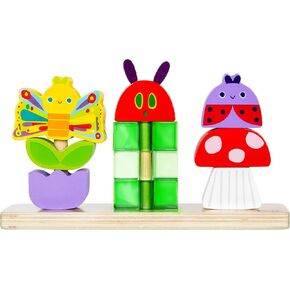 KIDS PREFERRED Eric Carle Toddler Toys The Very Hungry Caterpillar Wooden Stacking Toy with 10 Mix and Match Pieces for Creative Play and Coordination
