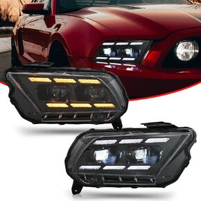 Update Headlight for 2015-2017 Ford Mustang GT EcoBoost Shelby GT350 Headlamp Accessories with Multicolor DRL 6-Lenses Turn Signal Passenger&Driver Side Front Head Lamps Replacement