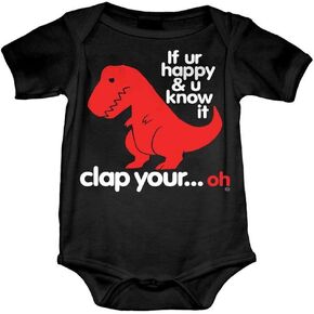 Goodie Two Sleeves Sad T-Rex Baby Bodysuit - Black - 18 months