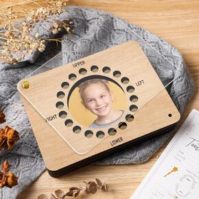 Baby Tooth fairy Keepsake Box Teeth Fairy Holder for Kids Wooden Keepsake Storage and Saver Box with 20 Teeth Receipt Cards Newborn Baby Birthday and Shower Gift