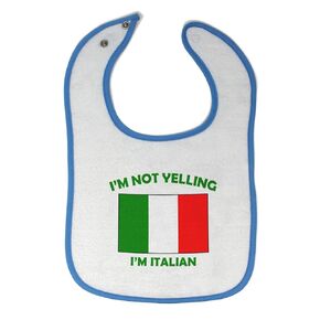 Toddler & Baby Bibs Burp Cloths Not Yelling I'm Not Yelling I Am Italian Italy Countries Cotton Baby Items for Baby Girl & Boy White Red Design Only
