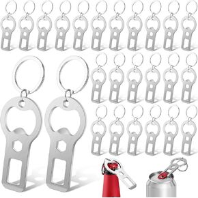 Vesici 24 Pcs 3 in 1 Flat Bottle Opener Keychain Bulk Stainless Steel Portable Beer Soda Can Bottle Opener Keychain for Enthusiasts Bartender Restaurant Bar Home Favors Gifts(Black)