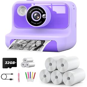 Kids Instant Print Camera,1080P&20MP Toddler Cameras That Print Photos, Christmas Birthday Gifts for Girls Age 3-12 Girls Boys