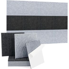 Square Acoustic Panels 12 Pack Self Adhesive, 12’’ X 12’’X 0.4’’ Soundproof Wall Panels Sound Absorbing, Noise Canceling Wall Panels for Home, Office, Cinema(Smoke Gray)