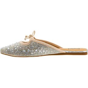 Corkys Footwear Womens Tongue Tied Flats - Featuring A Rhinestoned Upper, Lightly Cushioned Insoles For All Day Wear, And A Cut Out With A Bow Embellishment