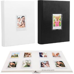 2 Packs 128 Pockets Photo Album with Writing Space, Front Window, Polaroid Photo Albums 3 Inch Compatible with Fujifilm Instax Mini 12 11 9 8 7s 99 40(White+Black)
