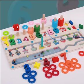 3 in 1 Magnetic Color and Number Maz3-in-1 Montessori Magnetic Maze Toy Wooden Number, Color & Shape Sorting Puzzle Preschool Math Learning & Counting Toy for Toddlers