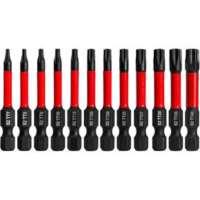 MonkeyKingBar 12 pcs (TT7-TT40) 2" Impact Tool Set Magnetic Screw Holder Torx Screwdriver Set & Torx Bit Set Screwdriver Bit Set Star Bits Set，Tamper Proof Star Bit Set with CNC Machined Tips