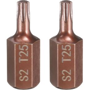 HARFINGTON 2pcs T27 Torx Screwdriver Bit 10mm Hex Shank 30mm Length Magnetic Security Tamper Proof 6 Point Head Hex Bits S2 Steel Screw Driver Bit
