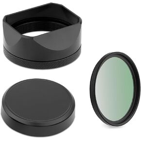 Haoge Square Metal Lens Hood and Haoge UV-49 UV Filter Kit for Fuji X100VI Fujifilm FinePix X100V X100F X100 X100S X100T X70 Camera