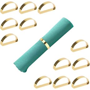 Gold Napkin Rings Set of 12, Semicircle Stainless Steel Napkin Rings Metal Napkin Rings, Napkin Holder for Dinner Table Decor,Wedding, Party, Banquet(Matte Gold)