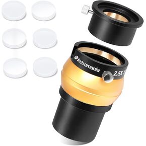 Astromania 2 Inch Dust Caps Set - Bundle with - 2" 2.5X Barlow Lens Allows The Use of Both 2" and 1.25" Eyepieces