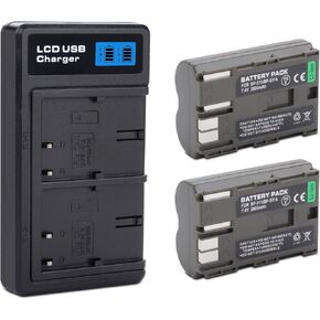 2-Pack BP-511 BP-511a Battery with USB-C Dual Charger for Canon EOS 5D 10D 20D 20Da 30D 40D 50D 300D D30 D60 and More Camera 2800mAh