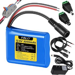 12v Battery Pack,Lithium Battery 12V 7800mAh with Charger Bare Leads Wire for Robot,RC car, LED Light Strip, CCTV Camera, Solar/Wind Power, UPS, Lighting,DIY Project Battery