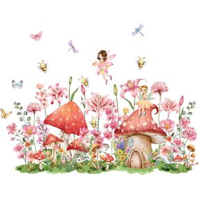 Fairy Garden Window Wall Decals - Enchanting Flower, Mushroom & Fairy Designs Easy Peel&Stick,Removable Wall Sticker,DIY Wall Decals Perfect for Kids Room,Window,Home Wall and Nursery Décor