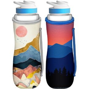 Water Bottle Sleeve for Cirkul 22 oz - 2 Pack Bottles Cover Holder Carrier Bag with Side Handle