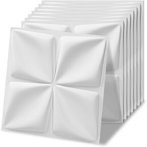 Art3d 20 Pack Decorative 3D Wall Panels, 19 Sq.Feet PVC Interior Wall Décor, 11.8"x11.8", White