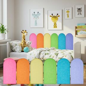 Jetec 6 Pcs Felt Wall Padding for Kids Anti Collision 3D 15.75 x 7.87 x 0.35 Inch Peel and Stick Self-Adhesive Protective Wall Panel Headboard Upholstered for Autism Playroom Nursery Protection