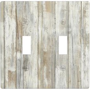 Rustic Wood Texture Print Single Blank Wall Plate Decorative Light Switch Cover 1 Gang Outlet Covers Electrical Faceplate for Kitchen Bedroom Bathroom Decor Standard Size 4.50 X 2.76 Inch