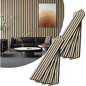 8-Piece Wood Slat Acoustic Panels for Stylish Decor - 47.2" x 7.87"Acoustic Wood Wall Panels 3D Wood Slat Wall Panel Acoustic Wood Panels for Ceiling and Wall Walnut