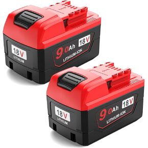 2pack 9000mh استبدال لـ Milwaukee M18 بطارية متوافقة مع Milwaukee 18V أدوات الطاقة اللاسلكية 48-11-1852 48-11-1850 48-11-1840 48-11-1890 48-11-111828
