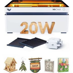 WECREAT Laser Engraver with Air Assist, 20W(20,000mW) Desktop Diode Laser Engraver and Cutter with Auto-Lifting Enclosure for Wood Acrylic Metal Leather DIY