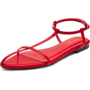 Women's Flat Sandals Pointed Open Toe T-Strap Comfortable Gladiator Summer Slide Strappy Sandals