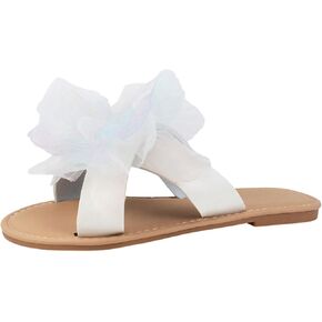 Verdusa Women's Holiday Floral Criss Cross Two Band Flat Sandals Open Toe Summer Slippers