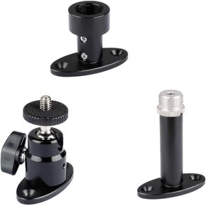 CAMVATE Table/Ceiling Mount With 5/8"-27 Female Thread Hole + Wall Mount Bracket With 5/8"-27 Male Screw + 1/4"-20 Mini Ball Head with Ceiling Mount