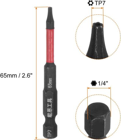 HARFINGTON 2pcs Impact Tough Torx Drill Bit T7 2.6" Length 1/4" Hex Shank S2 Steel Magnetic Insert Star 6 Point Head Screwdriver Bits in Kuwait