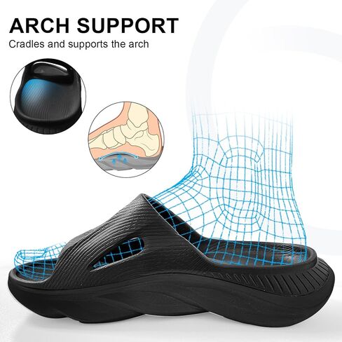 Recovery Slides for Men and Women - Orthopedic Sandals with Arch Support & Thick Cushion, Plantar Fasciitis Slippers, Lightweight Non-Slip Slides for Post-Workout Recovery in Saudi Arabia