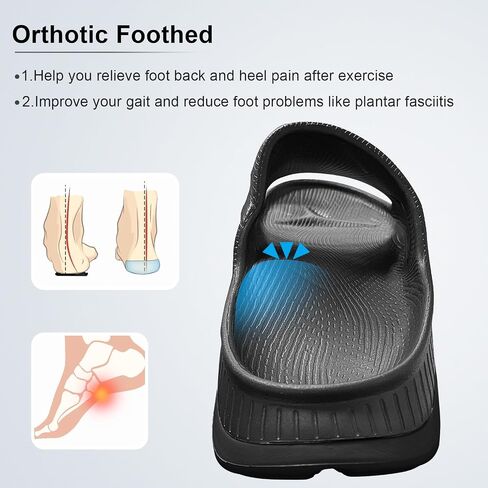 Recovery Slides for Men and Women - Orthopedic Sandals with Arch Support & Thick Cushion, Plantar Fasciitis Slippers, Lightweight Non-Slip Slides for Post-Workout Recovery in Saudi Arabia
