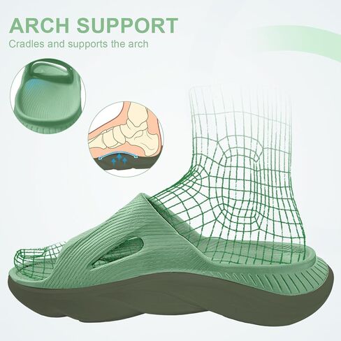 Recovery Slides for Men and Women - Orthopedic Sandals with Arch Support & Thick Cushion, Plantar Fasciitis Slippers, Lightweight Non-Slip Slides for Post-Workout Recovery in Saudi Arabia