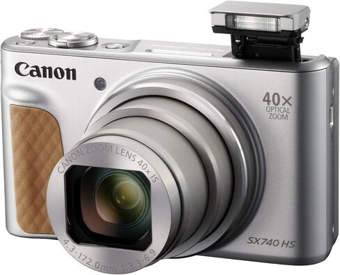 Canon PowerShot SX740 HS Digital Camera 4PC Bundle - Includes 16GB SD Memory Card + Point & Shoot Case + Microfiber Cleaning Cloth (Silver) (Renewed) in Saudi Arabia